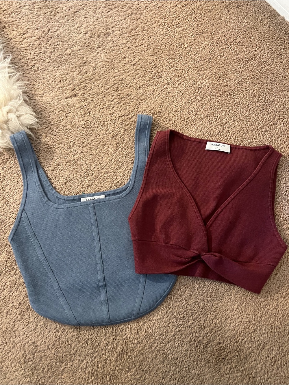aritzia babaton sculpt knit twist tank in small & Sculpt Knit bustier tank m - Picture 1 of 6